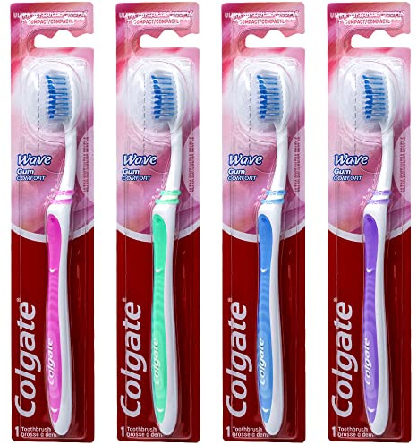 Colgate Wave Gum Comfort Toothbrush, Ultra Soft Compact Head, Colors Vary, 4-pack