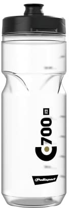 POLISPORT 8644900017 - Borraccia da bicicletta modello C700 da 700 ml. Borraccia senza BPA per ciclisti di colore transparente/nero/nero