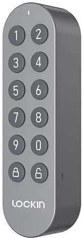 Lockin Smart Zifferntastatur, IPX5 Wasserdicht, Schlüssellos, Biometrisch, Zugangskontrolle, Digitales Haustürschloss, unterstützt virtuelle Passwörter&Gastcodes, Grau