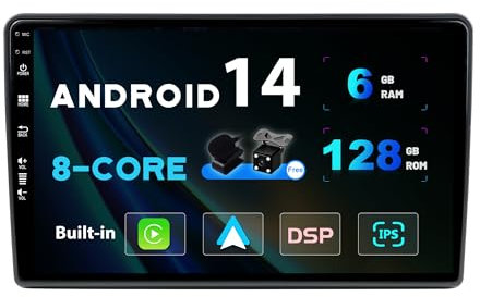 SXAUTO - 6G+128G - Android 15 IPS Autoradio für FIAT Ducato/Citroen Jumper/Peugeot Boxer Radio GPS Navigation - Carplay/Android Auto/DSP - Kamera + MIC - DAB Lenkradsteuerung WiFi - 2 Din 9 Zoll