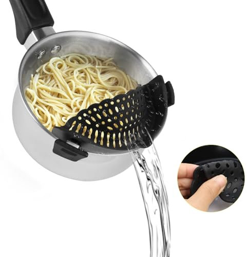 Colador plegable de Silicona, MXTIMWAN Clip Colador de Fideos, Verduras y Frutas para Ollas Escurridor de Pasta Coladors Resistente al Calor para Pasta Tallarines de verduras Tazón de la Olla Pan