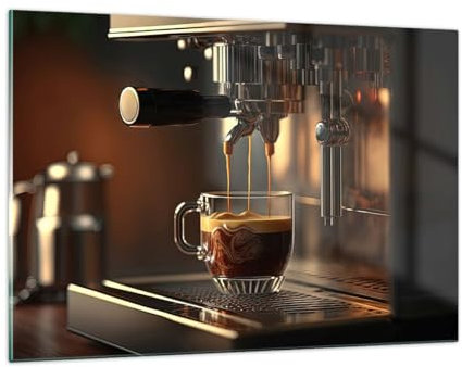 Wandbilder Dekoration Wohnzimmer Kaffee Kaffeemaschine Gastronomie Bilder auf Glas 120x80cm Glasbild Schlafzimmer Küche Deko Wand Kunstdruck Art Groß XXL Wanddeko Bild im Glas Modern GAA120x80-5745