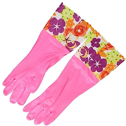 SOLUSTRE 1 Par diskhandskar rosa städhandskar latex handskar återanvändbara kökshandskar arbetshandske vante köksredskap cleaning arbetshandskar hushållshandskar tvätta handskar rena Arbete