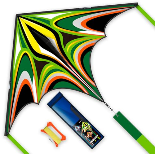 SGftre Aquilone facile da maneggiare, leggero in fibra di vetro, adatto per tutte le età, popolare design Delta, pronto a volare, ad alta resistenza, attività all'aperto, grande aquilone a linea