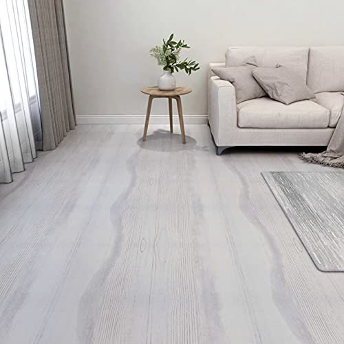 Gecheer 55x PVC-Fliesen Selbstklebend Vinyl-Fliesen Vinylboden Laminat Dielen Fußboden Bodenbelag Laminatboden Fliese Wohnzimmer 5,11m² Hellgrau