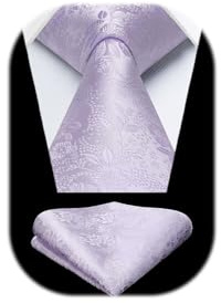 HISDERN Krawatte für Herren, florale Krawatte und Einstecktuch klassisches Herren-Krawattenset aus Seide für Hochzeit Party Geschäft