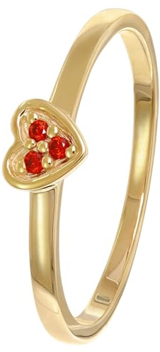 trendor Damenring Gold 333/8K Herz Mit Roten Zirkonias 41539 | eleganter Ring für Frauen, tolles Schmuckstück und edles Accessoire,