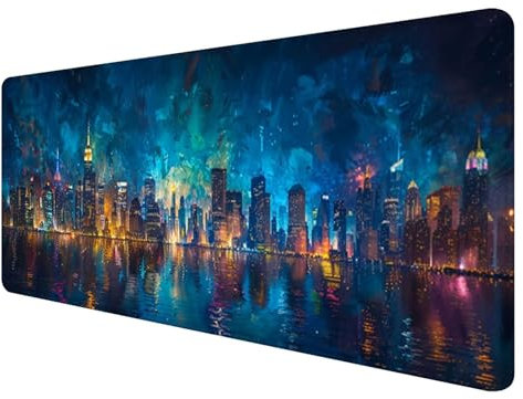 Tapis de Souris New York, Tapis de Souris 900x400mm, Grand Tapis de Souris Gamer avec Surface en Caoutchouc Antidérapant, Tapis de Souris XXL Gaming Couleur Améliore la Précision et la Vitesse, L-4
