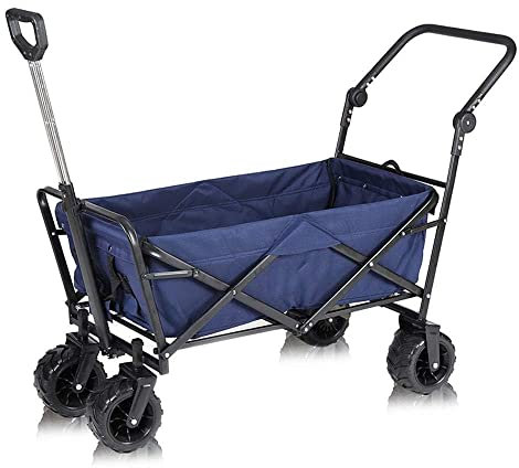 JFNHUTL Wäschewagen Handwagen, Gartenwagen, Zusammenklappbarer Wagen Outdoor-Wagen Klappbarer Campingwagen Mit Futter Für Camping Garten Strand Jedes Gelände Mit Gummirädern Mit