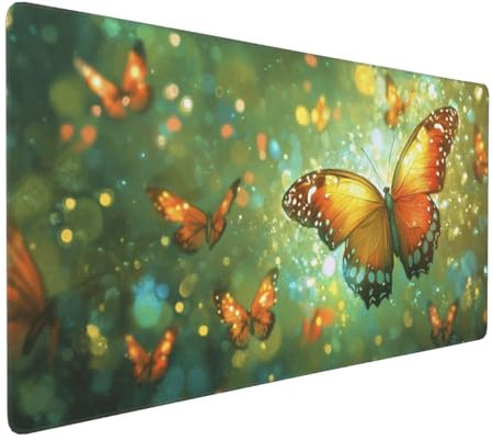 Gaming Mauspad XXL Schmetterling Mousepad 800x400x4mm Tier Verlängertes Mauspad Schreibtischauflage,Genähte Kanten Mauspad,Verbessert Präzision Geschwindigkeit Wasserdicht Geeignet für Büro und Spiele