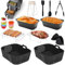 Meafeng Heißluftfritteuse Zubehör, 18 Stück Airfryer Zubehör für Ninja Double Stack XL 9.5L, Doppelkorb-Heißluftfritteuse SL400EU, AF400EU, 2 Silikonform für Air Fryer Einsatz, Airfryer Accessories