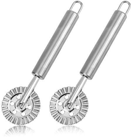 Gosknor 2pz Rotella Tagliapasta, Acciaio Inossidabile Rullo per Tagliare la Pasta Rotella per Piegare la Pasta Utensile per Pasticcere per la Cucina di Casa