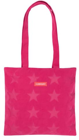 Flamingueo Bolsa Playa, Poliéster, Tejido Rizo Súper Suave, Cierre de Cremallera, Fucsia, 46 x 1 x 48 cm