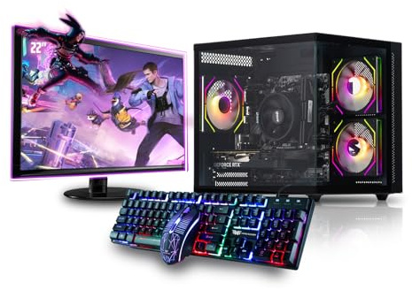 Veno Scorp Gaming PC 22 75Hz Bundle AMD Ryzen 5 5500 Processor Nvidia RTX 3050 6GB Graphics Card - 16GB 3200MHz Ram - 1TB NVMe SSD - 550W PSU - Windows 11 - WiFi - Mini Nem 3