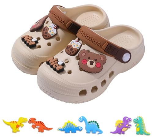 AioTio Clogs Enfants garçons Filles légères antidérapantes Respirantes Séchage Rapide pour intérieur Plage Piscine Jardin(Ours Kaki 26/27EU)