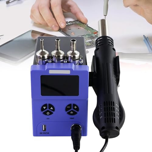 Kit De Estación De Retrabajo De Aire Caliente Con Pantalla Digital De 600 W, Con Boquillas De 3 Diámetros Diferentes, Pistola De Aire Caliente Para Desoldar Y Máquina De Soldadura De Aire Caliente.