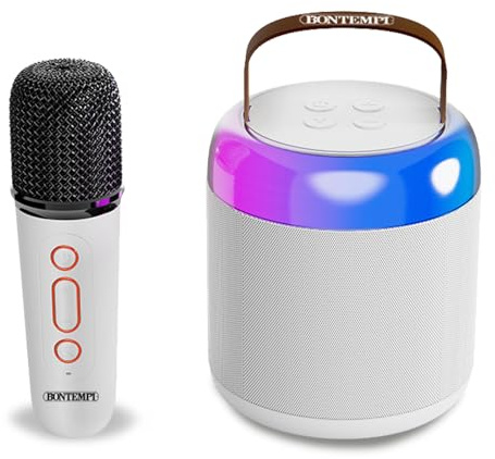 Bontempi | Enceinte Acoustique sans Fil avec Microphone sans Fil et Éclairage RGB, 13,5x8,4x8,4 cm