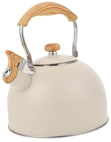 Ciieeo Bollitore Fischio Da 2,5 l in Acciaio Resistente Manico in Legno, Compatibile Fornelli a Gas e Induzione, Per Bollire Acqua e Preparare Tè e Latte in Casa