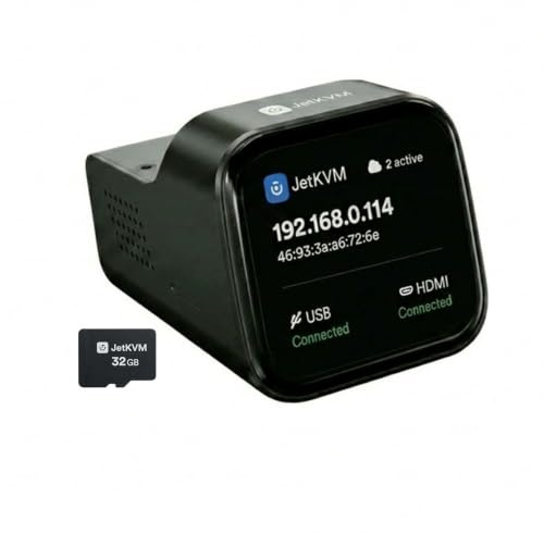 BitPC JetKVM Open-Source IP KVM Switch jetkvm Computer remotely Control lP/MAC/HDMl/USB Touchscreen LCD USB-C(Power/Keyboard/mouse) Mac/Windows/Linux,KVM Switches for Home Offices,Business,Data Center