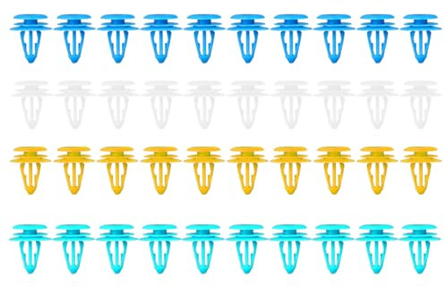 YUVKIN 40 Pezzi Clip di Fissaggio Universali in Plastica per Auto, Clip per Modanature Push-Type, Adatte alla Maggior Parte dei Veicoli (Quattro Dimensioni da 8mm a 10mm)