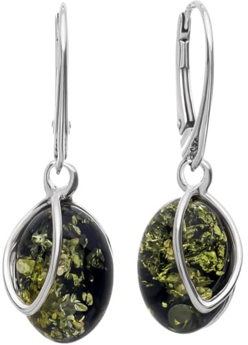 miyou - 925er Sterling Silber Ohrringe Hängend für Damen – Englischer Verschluss mit Natürlichem Bernstein – Elegantes Schmuckstück
