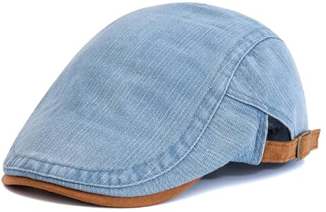 CHENWEIHAI Barett Baskenmützen Für Herren Outdoor Flacher Hut Sport Baumwolle Baskenmütze Kappen Einfarbig Casual Caps Unisex Cowboy Stilvolle Sonnenhüte (56Cm-60Cm/Hellblau)