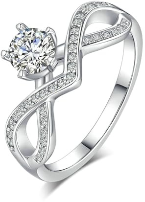Whoiy Hochzeits Ringe Platin 950, Eheringe Elegant Echtgold Laborgezüchteter Diamant 0.5ct Damenring Größe 63 (20.1)