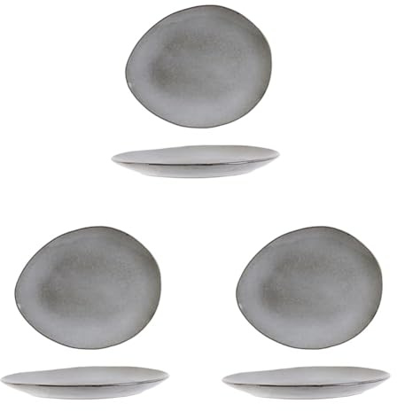 HOME DECO FACTORY KA3752 Assiette Plate Galet Grès du Temps Gris Petit modèle Céramique H2 x 18 x 22 cm (Lot de 3)