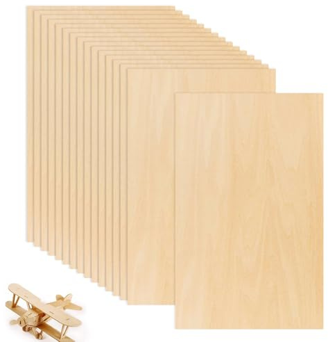 Balsa Wood Sheets, 300x200X2mm Plywood Sheets for Craft, 16 Pack | Linden wWood Material, Smooth Unfinished Surface, 2mm Thickness Balances Sturdiness and Flexibility, No Irritating Odour