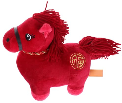 Alasum Peluche Cheval du Zodiaque Chinois 22 Cm Rouge, Peluche Doux et Léger, Mascotte Festive du Nouvel an 2026, Décoration Noël et Présent Garçon et Filles, Peluches de Chevaux