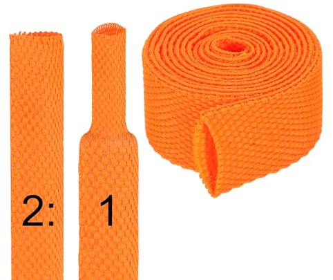 QUARKZMAN 2:1 Ratio Heat Shrink Braided Sleeve 1/2 ID 3FT Guaina Intrecciata Termorestringente Per Cavi Automobilistici Tubo Intrecciato In Tessuto Protettivo Termorestringente Arancione
