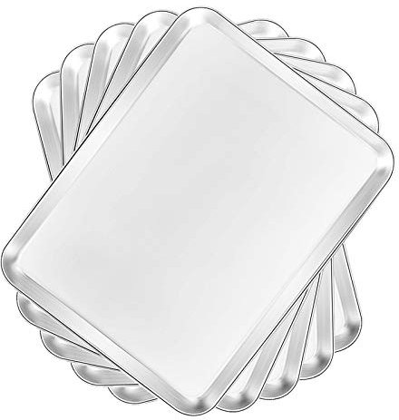 Bastwe Baking Sheets 5 Pieces, Stainless Steel Baking Pan Tray Cookie Sheet, Rectangle Size 9 X 7 X 1 inch, Healthy & Non Toxic, Rust Free & Mirror Finish, Easy Clean & Dishwasher Safe