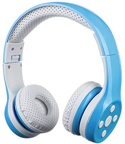 hisonic Kinder Kopfhörer Bluetooth, Bluetooth Kinderkopfhörer Leicht Tragbare Headset mit Laustärkebegrenzung Verstellbare,Eingebautes Mikrophon und Zwei Anschlüssen zum Teilen. (Blau)