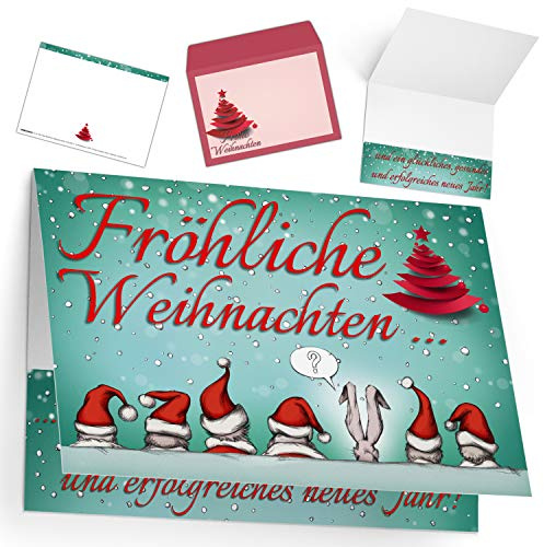 Weihnachtskarten mit Umschlag (15er Set) WEIHNACHTSMÜTZEN - edle Klappkarten ideal privat & geschäftlich - Frohe Weihnachten Karten von BREITENWERK