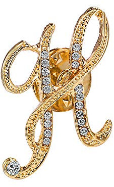Anfangsbuchstaben-Brosche, kleine Anstecknadel, Krawattennadel, Name, personalisiertes Geschenk für Mädchen, Frauen, Männer, Jungen, Gold A-Z, Zirkonia, Strass, keine Angabe