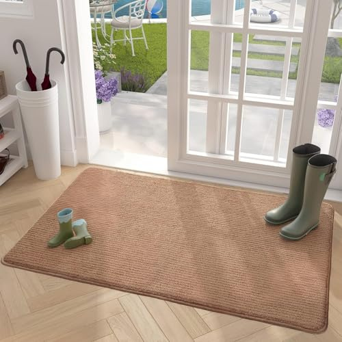 Color G Felpudo de Entrada, Alfombra Absorbente Entrada Impermeable y Lavable para Atrapar, Alfombrilla Antideslizante, Pasillo, Cocina, Dormitorio, 50 x 80 cm, Marrón