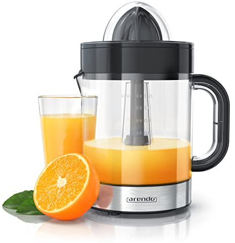 Arendo - Edelstahl Zitruspresse elektrisch - Zitronenpresse Orangenpresse Limettenpresse Entsafter - 1,2 Liter Fruchtsaftbehälter - Presskegel mit zwei Drehrichtungen - BPA frei