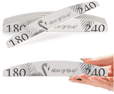 ABA GROUP Nagelfeile 180/240-10 Stück - Halbmond 4 mm Dick - Profi Tools für Gel- und Naturnägel, Feilen für Gelnägel, Doppelseitige Nagelpfeile, Nail File Set, Nagelstudio Zubehör & Zuhause