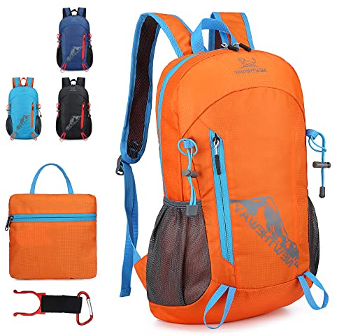 Lywencom Wanderrucksack, 20L Sport Leichter faltbarer wasserdichter ultraleichter Rucksack geeignet für Outdoor-Camping-Picknick (Orange)