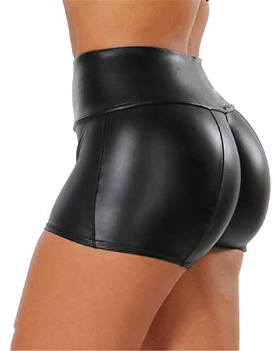 Skrsila Short Simili Cuir Femme Sexy Slim Fit Taille Haute Shorts PU Pantalon Court