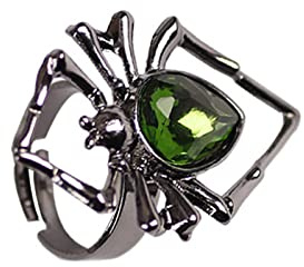 Inateannal Vintage Smaragd Halo Ring Persönlichkeit Spinne Aussage Ring Verstellbare Band Ring Schmuck Für Frauen Und Mädchen