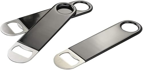 LIDOUK Black Coated Stainless Steel Bartender Beer Bottle Openers, 3 Packs Stainless Steel with a Coated Handle 17.8cm * 4cm (Black)