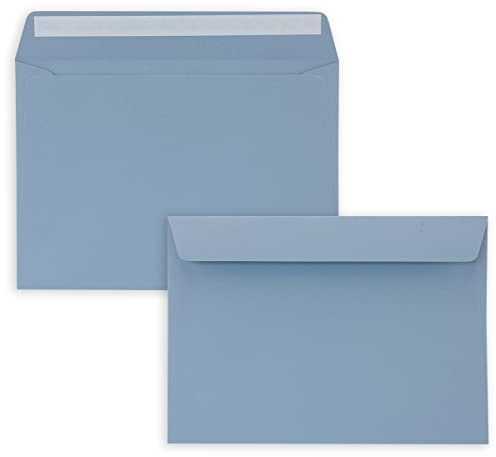 50 x kuvert DIN C5 gråblå (blå) – 16,2 x 22,9 cm – självhäftande lim – eleganta kuvert för stora inbjudningar och kort till födelsedag eller bröllop