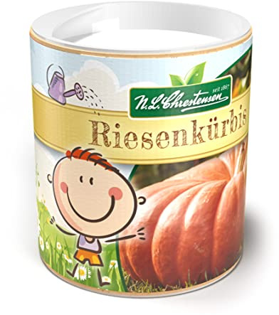 Chrestensen Riesenkürbis Samen Rouge vif d'Etampes | Samenfestes Saatgut, 35g, Für 50-60 Pflanzen, Gartenkinder Streudose