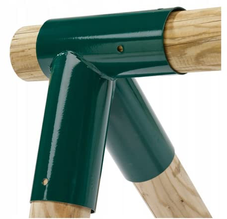 SWING CORNER METAL END BRACKET FOR KIDS GARDEN SWING FRAME FOR DIY CHILDRENS PLAYGROUNDS CLIMBING FRAME FOR WOODEN POLE TIMBER * FROM HAPPY PLAYGROUNDS (Green Round 90 Angle)