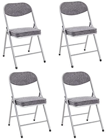 HAKU Möbel Klappstuhl 4er-Set alu, grau, Rücken gepolstert, Sitz gepolstert, Stahl - Maße: B 47 cm x H 79 cm x T 53 cm, Style: Modern