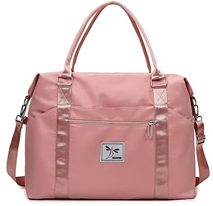 FANDARE Damresväskor klassiska sportväskor män handbagage weekender axelväska övernattning klinikväska simväska träningsväska vattentät handväska för resor gym flygplan, ROSA, L, Casual Daypack
