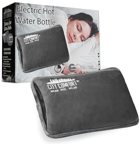 Rechargeable Electric Hot Water Bottle Heat Pad 6 Hour Warmth Temperature Control Detachable Lead Cosy Bed Warmer Hand Warmer Pouch Gifts (Charcoal)