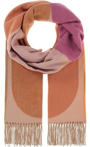 FRAAS Cashmink Schal 56 x 200 cm - Weicher als Kaschmir - Made in Germany - Schal mit geometrischem Design für Damen - Perfekt für Herbst und Winter Peachy