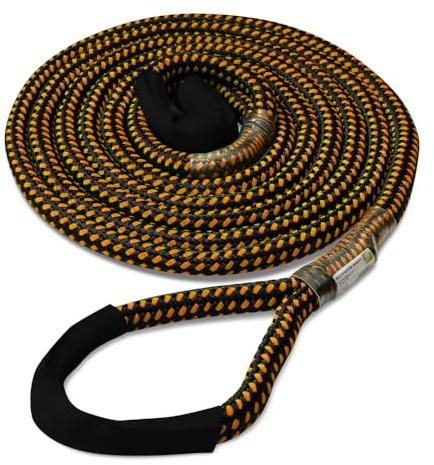 Seilflechter - Kinetisches Bergeseil, 8 Meter für Fahrzeuge bis 9 t, Ø 36 mm, 25% Seildehnung, Schwarz/Orange